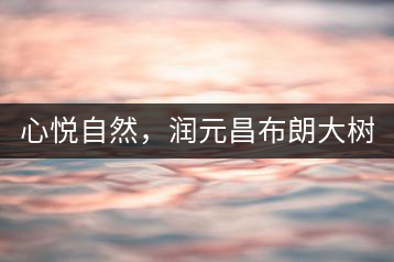 心悅自然，潤(rùn)元昌布朗大樹(shù)標(biāo)桿601千山悅即將上市