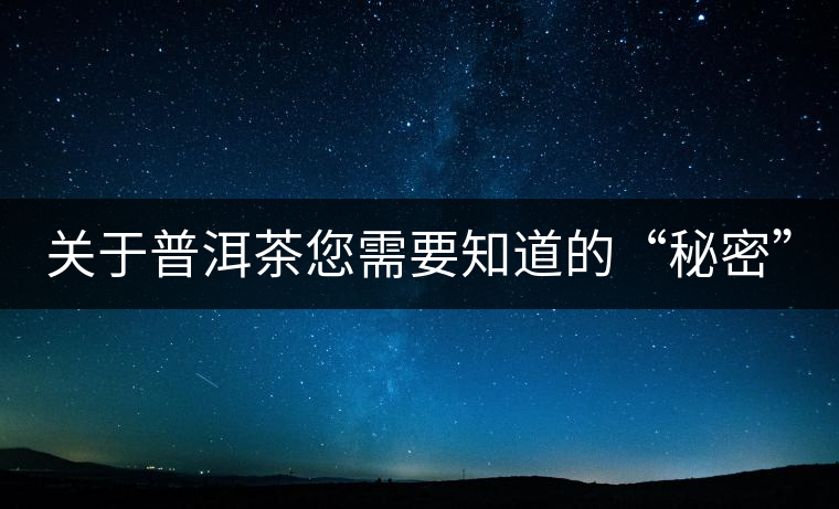 關于普洱茶您需要知道的“秘密”