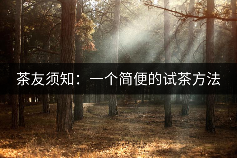 茶友須知：一個(gè)簡便的試茶方法