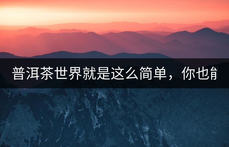 普洱茶世界就是這么簡(jiǎn)單，你也能懂！