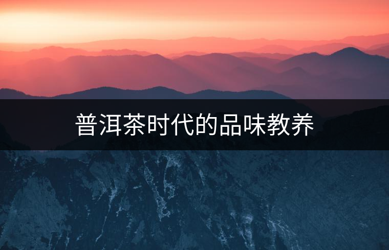 普洱茶時代的品味教養(yǎng)