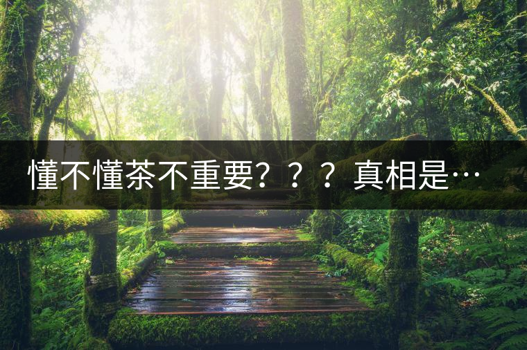 懂不懂茶不重要？？？真相是……