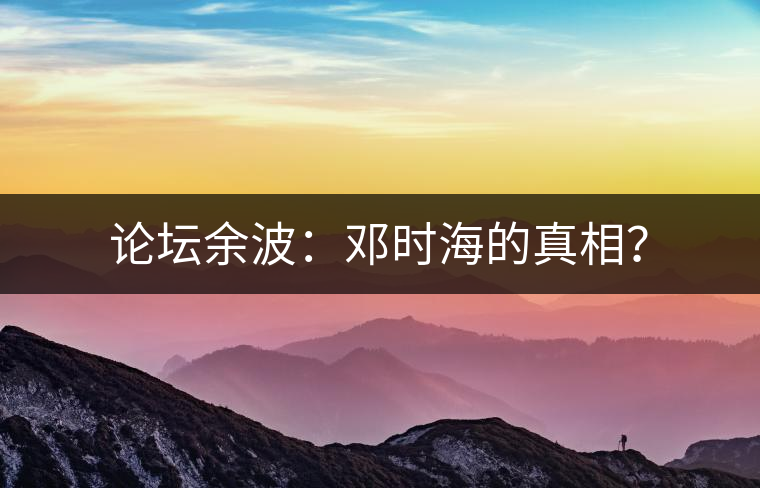 論壇余波：鄧時(shí)海的真相？