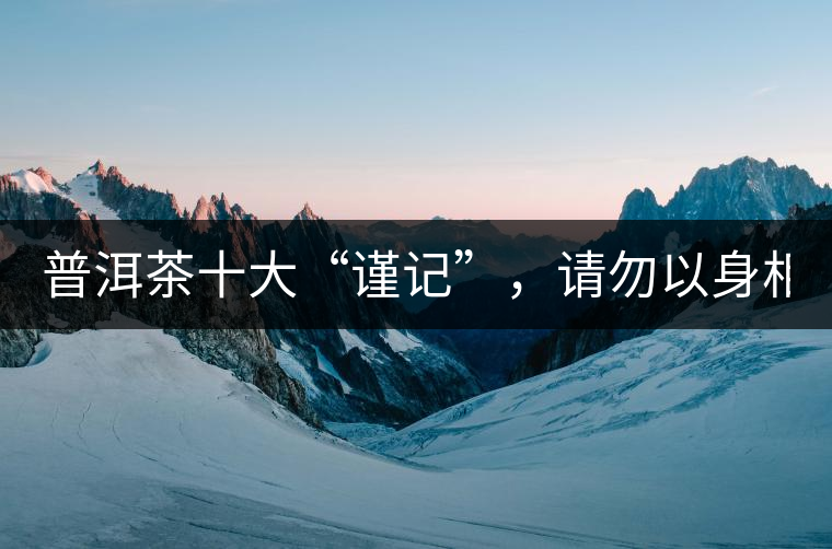 普洱茶十大“謹(jǐn)記”，請勿以身相試！