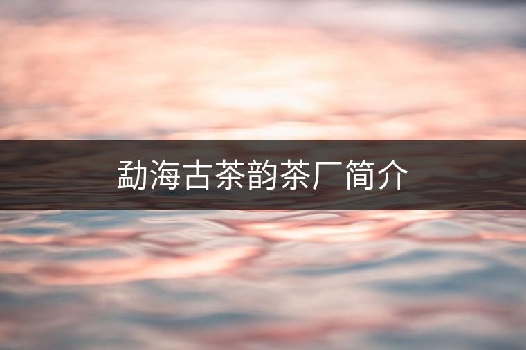 勐海古茶韻茶廠(chǎng)簡(jiǎn)介