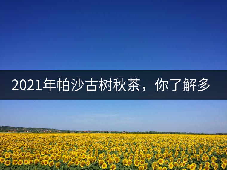 2021年帕沙古樹秋茶，你了解多少？