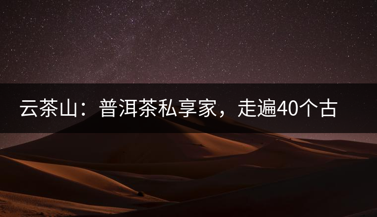 云茶山：普洱茶私享家，走遍40個古寨，24小時提供專家評分與產(chǎn)地茶農(nóng)一手報價